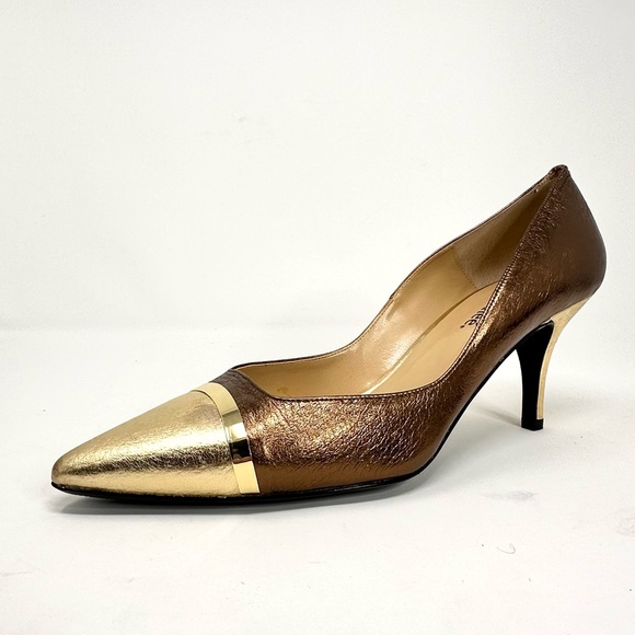 J. Renee Adena Women’s Metalic Gold Stiletto Pumps - Picture 9 of 16